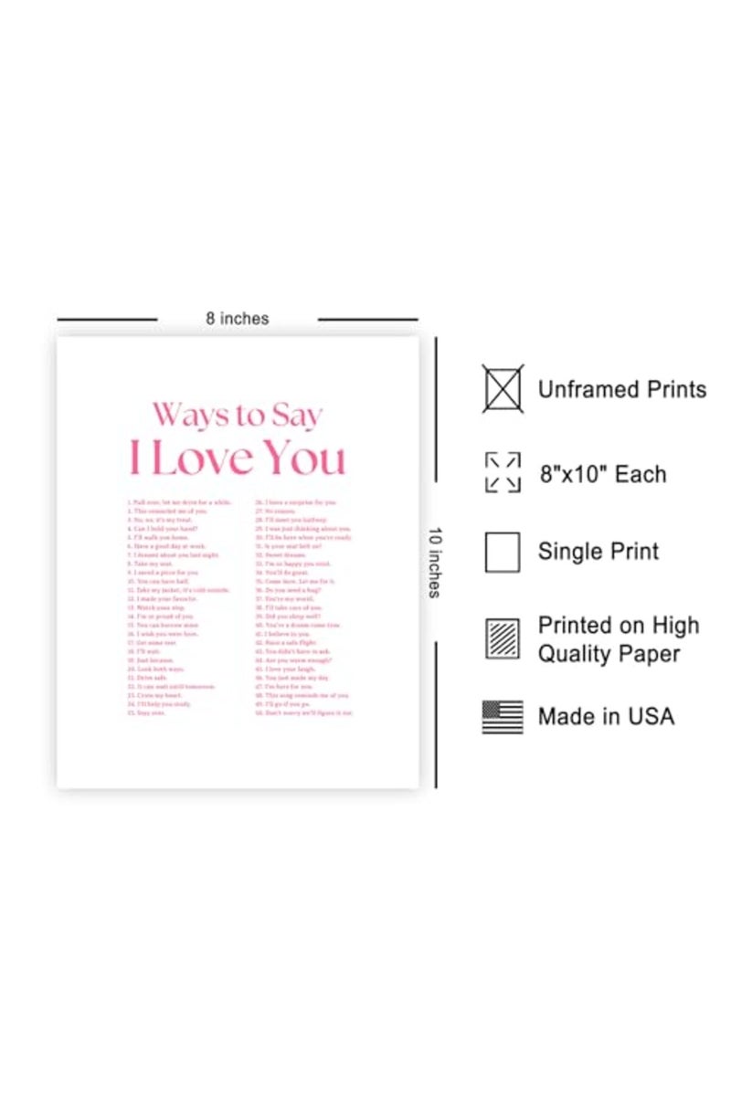 Poster Master Ways To Say I Love You Poster - Motivational Print - Valentine's Day Art - Positive Quote Art - Love Art - White Typography Art - Romantic Living Room Decor - 8x10 UNFRAMED Wall Art - Image 2