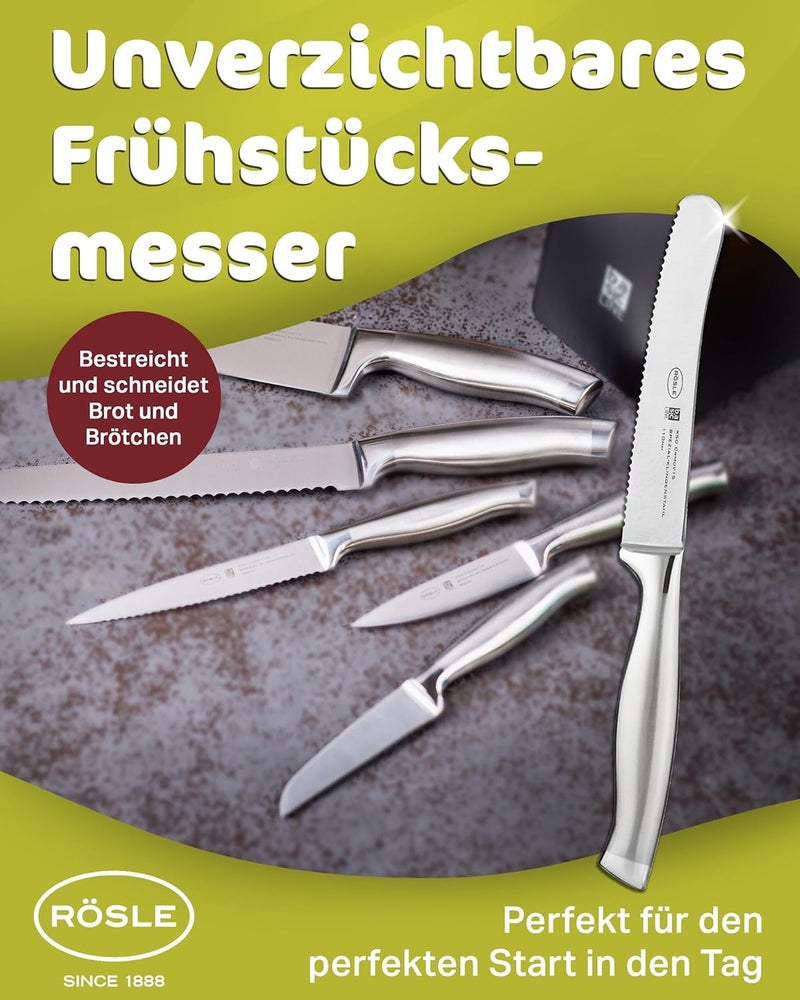 RÖSLE Basics Line Stainless Steel Serrated Breakfast and Snack Knife, 4.3-inch Blade - Image 4
