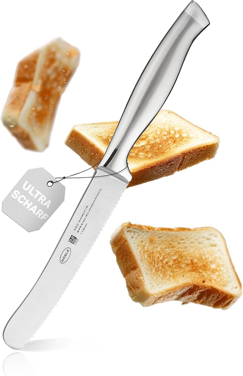 RÖSLE Basics Line Stainless Steel Serrated Breakfast and Snack Knife, 4.3-inch Blade - Image 2