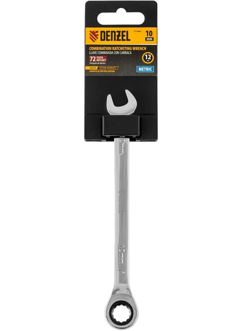DENZEL 10mm Ratcheting Combination Wrench – Durable Hand Tool for Car Repair and Mechanical Work - Image 1
