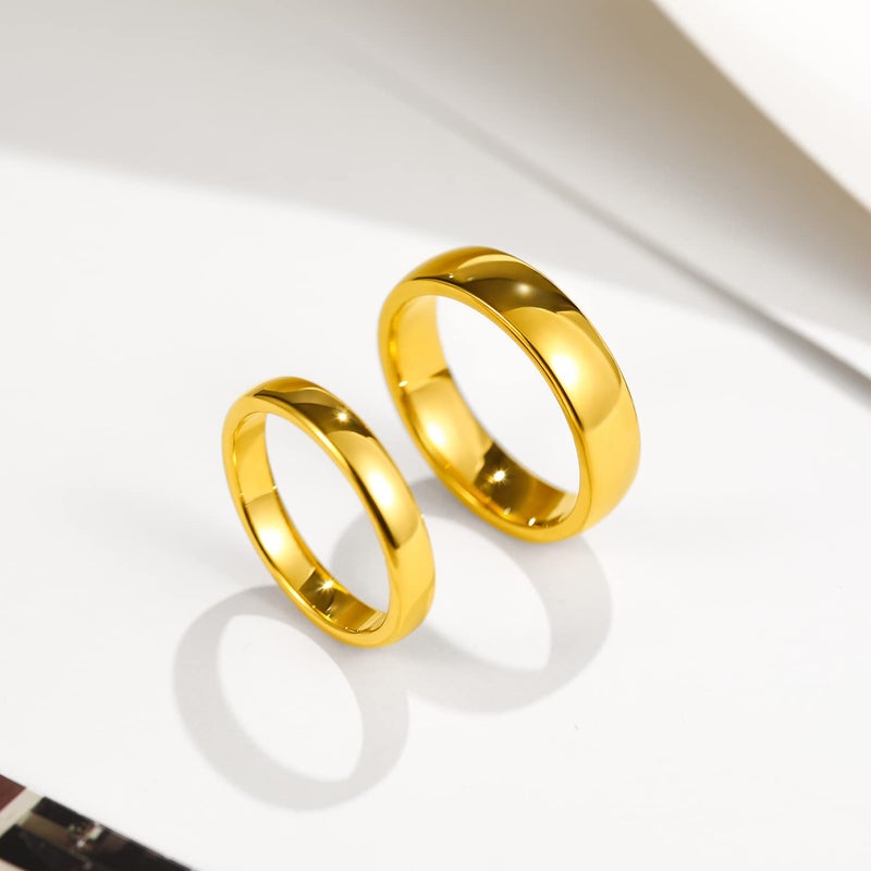 Greenpod 6mm 24K Gold Plated Tungsten Carbide Rings for Men Women Dome Polished Classic Wedding Band Comfort Fit Size 8 - Image 2