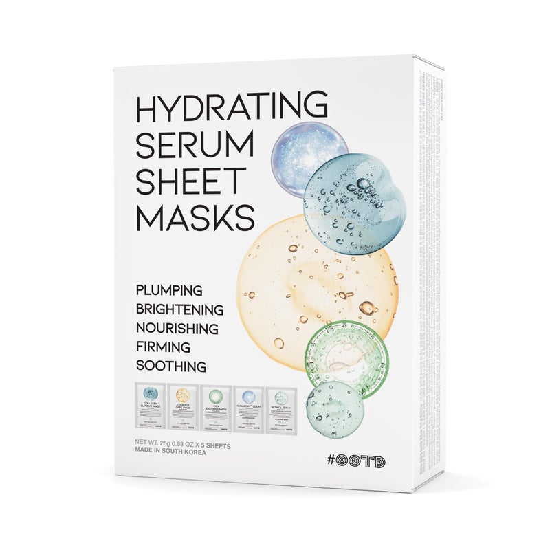 Hydrating Sheet Mask Starter Kit Variety Pack for Skin Care Dry Ance Sensitive Skin Korean Vegan Facial Sheet Mask for Men  Women Collagen Cica Ceramide Hyaluron Retinol 5EA