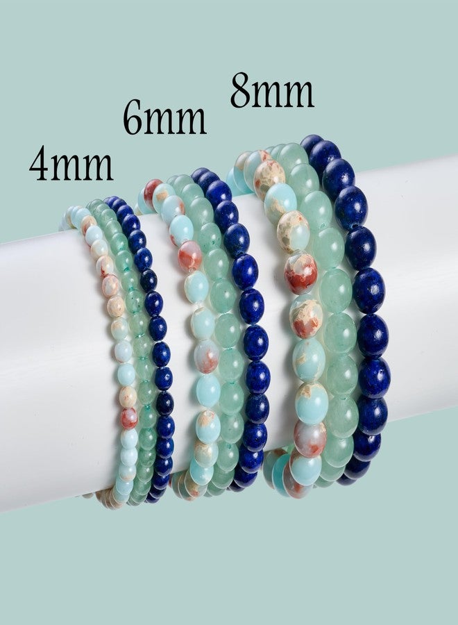 Bivei 3-Piece 6mm Beaded Bracelets for Women - Lizardite, Green Aventurine, Lapis Lazuli - Handmade Natural Crystal Stretch Elastic Jewelry for Meditation, Yoga, Protection Gifts - Image 5