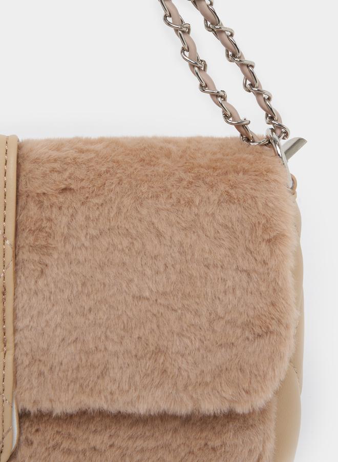 Styli Twist Lock Faux Fur Crossbody Bag  - Image 5