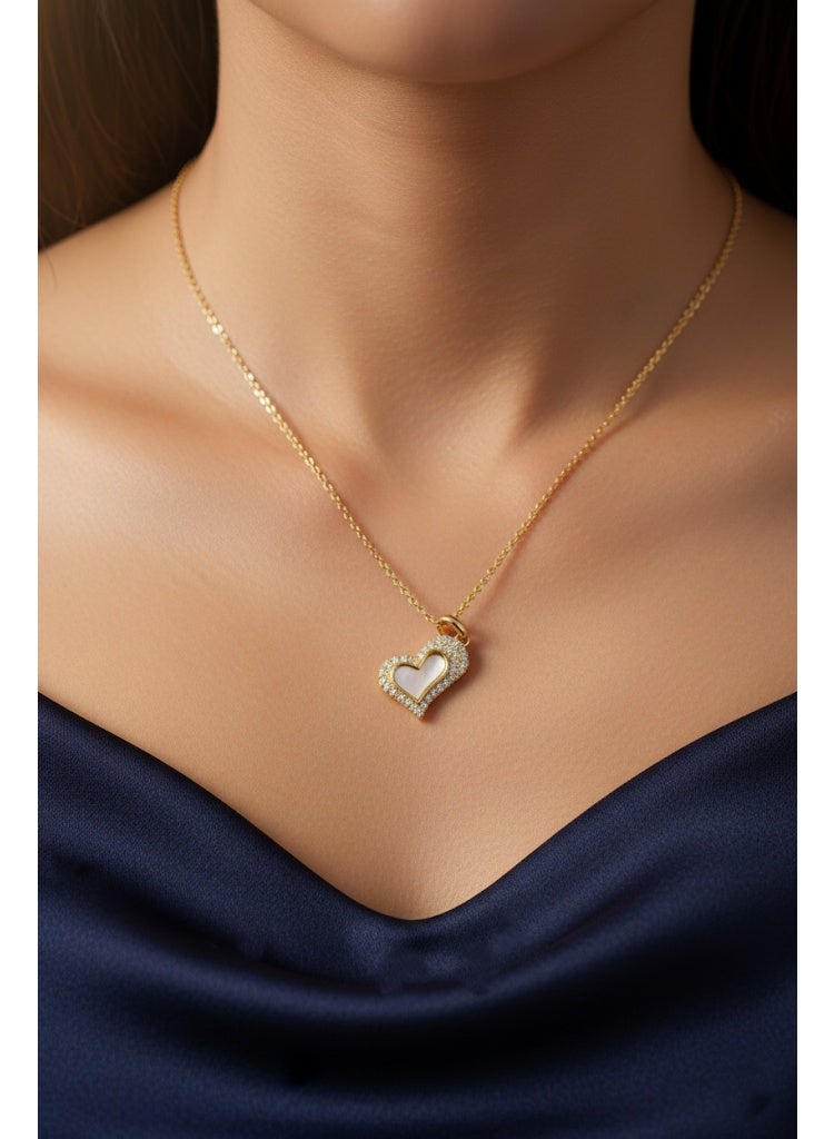 FLUFFY Women’s Necklace with Crystal Pave Heart Pendant – Elegant Style - Image 1