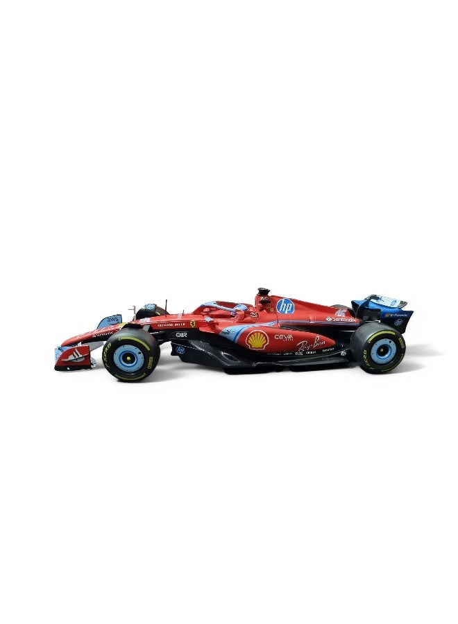 Bburago سيارة ببراغو F1 جائزة ميامي الكبرى 2024 فيراري SF24 #16 تشارلز ليكليرك مصنوعة من المعدن (1:18، أحمر) - Image 2