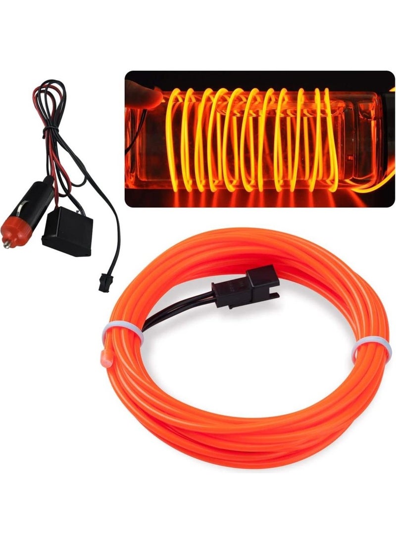Techmaster Interior Dashboard Strip LED Colored Rope Neon LED 3 Meters Orange Dark  - Image 1