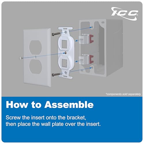 ICC 2-Port Electrical Insert, Duplex-Style Wall Plate Insert for Keystone Jacks, Slim and Wide Jack Compatible, White (IC107DPIWH) - Image 5