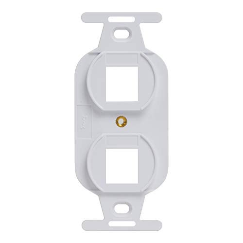 ICC 2-Port Electrical Insert, Duplex-Style Wall Plate Insert for Keystone Jacks, Slim and Wide Jack Compatible, White (IC107DPIWH) - Image 1