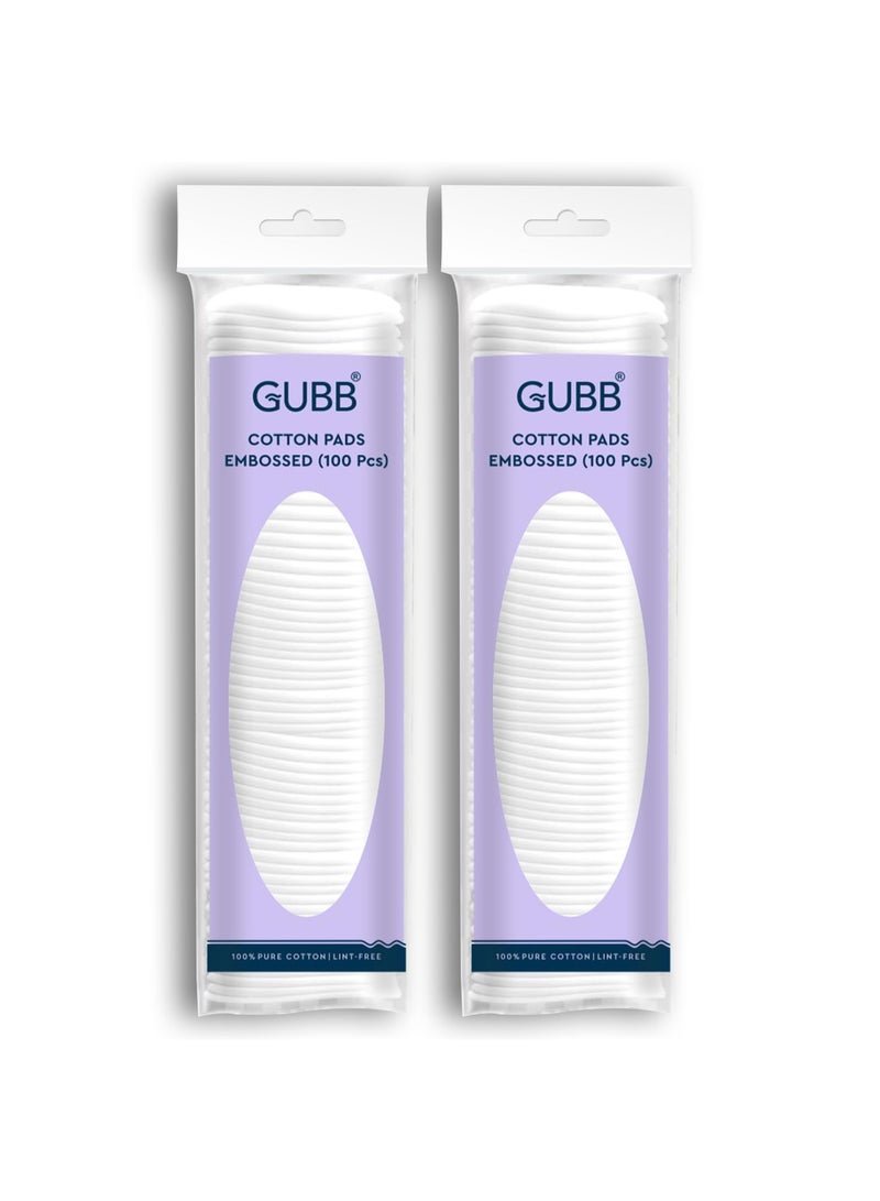 GUBB Hypoallergenic 100% Cotton Pads For Face Cleansing & Makeup Removal - Made of pure cotton | Suitable for Women | Deep cleansing | Round shape, Non Woven - 100 Makeup Remover Pads, Pack Of 2 - Image 1