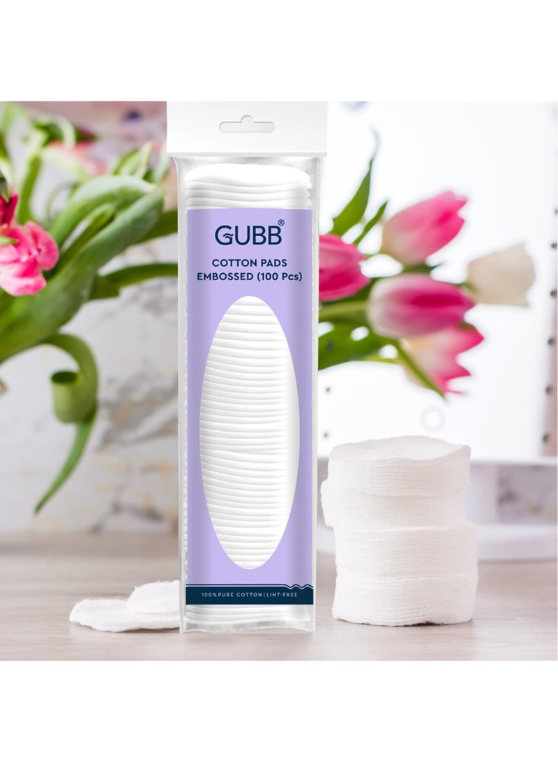 GUBB Hypoallergenic 100% Cotton Pads For Face Cleansing & Makeup Removal - Made of pure cotton | Suitable for Women | Deep cleansing | Round shape, Non Woven - 100 Makeup Remover Pads, Pack Of 2 - Image 2