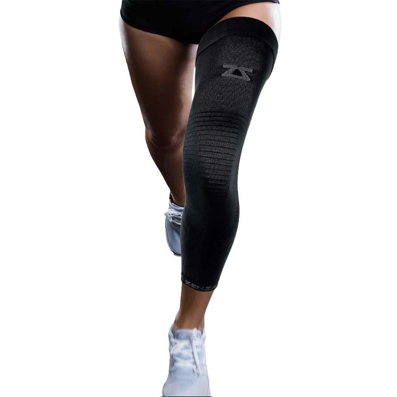 Zensah Full Leg Compression Sleeve Long Full Length Support for Thigh Knee Calf for Men Women Running Basketball Football Small Black