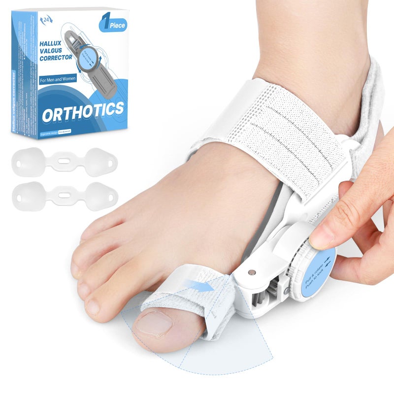 VEVARUN Bunion Corrector for Women Men: Big Toe Straightener Bunion Fix with Adjustable Knob-Orthopedic Bunions Splint Brace Toe Alignment Correction for Hallux Valgus Pain Relief Day/Night (White) - Image 1