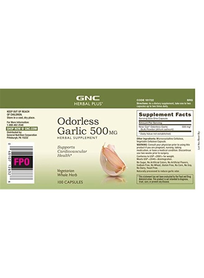 GNC Odorless Garlic 500 Mg 100 Capsules - Image 2