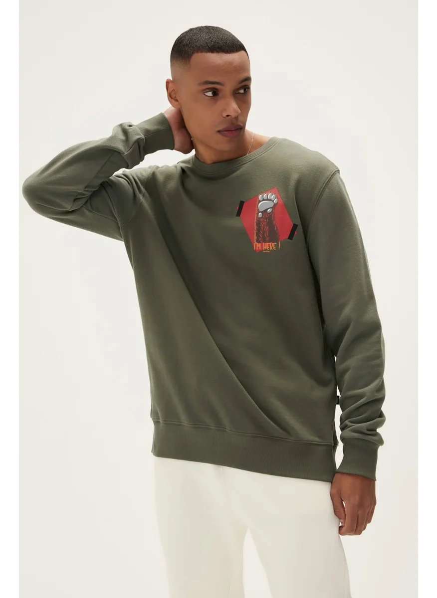 Bad Bear Here Crewneck Green Men's Sweatshirt 22.02.12.016-C123