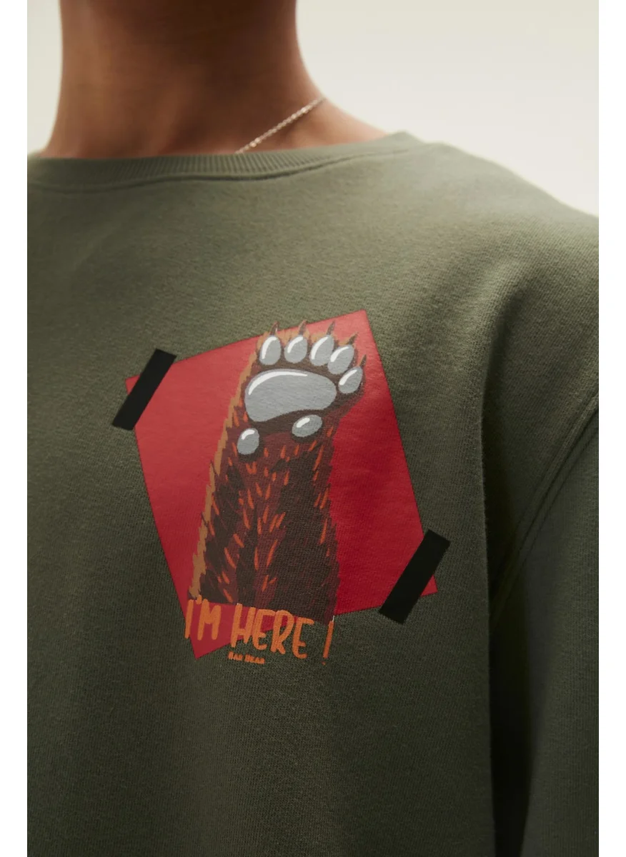 Bad Bear Here Crewneck Green Men's Sweatshirt 22.02.12.016-C123