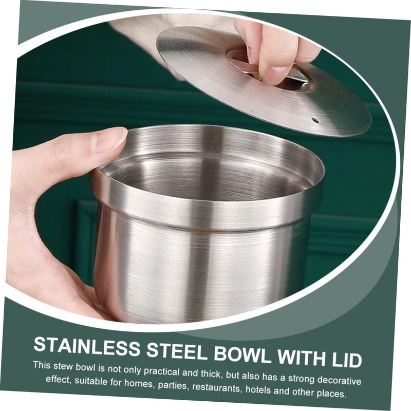 Stainless Steel Egg Steaming Bowl with Lid Toddler Soup Container Kitchen Baby Food - Image 5