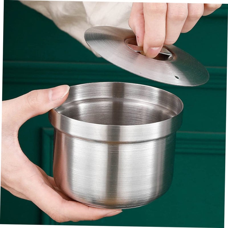 Stainless Steel Egg Steaming Bowl with Lid Toddler Soup Container Kitchen Baby Food - Image 3