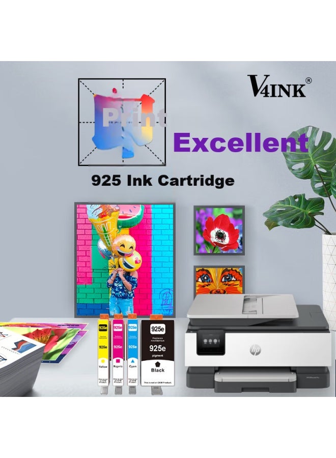 V4ink Compatible With Hp 8120 Ink Cartridge With Chip, 925 Black Ink Cartridge For Hp Officejet Pro 8120 Printer, 925xl Ink For 8130 8123 8133 8135e Printer Cartridge
