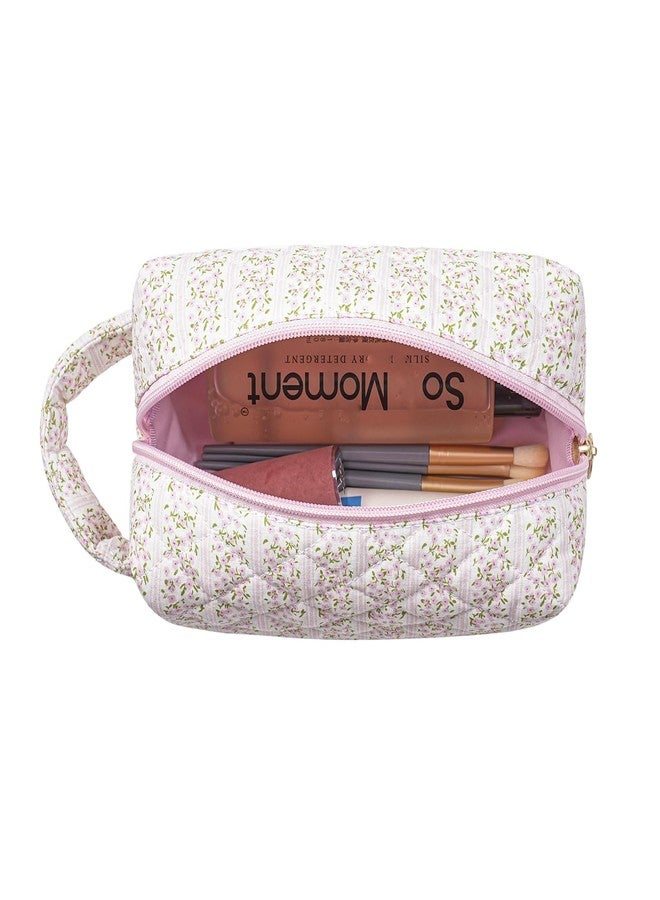 JOVAKIT Travel Makeup Bag Cosmetic Bag for Women, Christmas Gifts, Small Floral Flowers Coquette Toiletry Bag with Handle, Zipper Make Up Pouch Organizer Bag Trendy Stuff (Pink Floral) - Image 2
