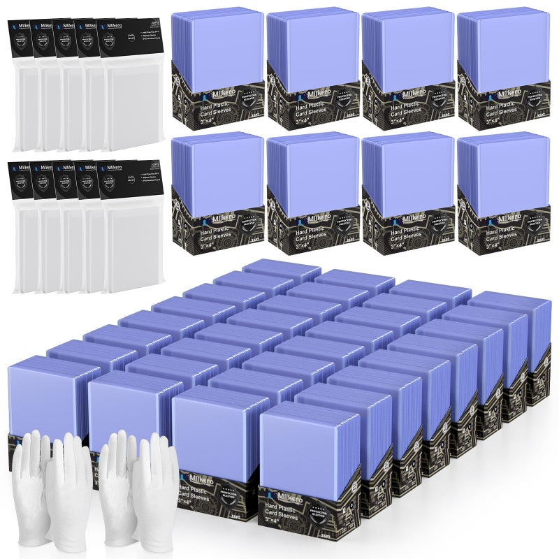 Mlikero 2000 Card Sleeves Top Loaders for Cards, 3"X4" Toploaders for Cards, Premium Baseball Card Protectors Hard Plastic for Sports and Game Cards (1000 Top Loaders + 1000 Clear Sleeves) - Image 1