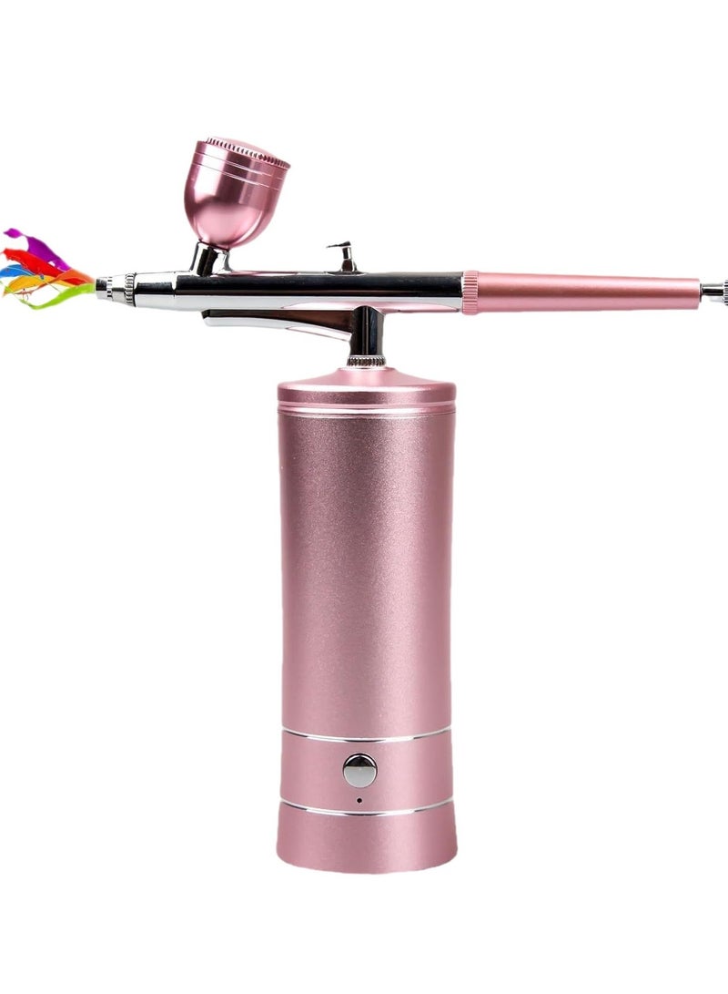 مجموعة قلم رش الأظافر، مجموعة رش لاسلكية مع ضاغط هواء، فرشاة هواء محمولة باليد بدون سلك قابلة لإعادة الشحن للماكياج، تزيين الكعك، فن الأظافر، الوشم، ورسم الوجه (وردي) - Image 2