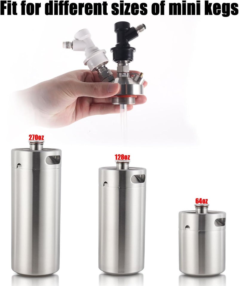 WELLBOM Mini Keg Dispenser, Beer Keg Spear Stainless Steel Double Ball Lock Quick Fitting Mini Keg Spear for Growler with 50" Beer Hose for 2L/3.6L/4L/5L/10L Mini Keg Growler - Image 3