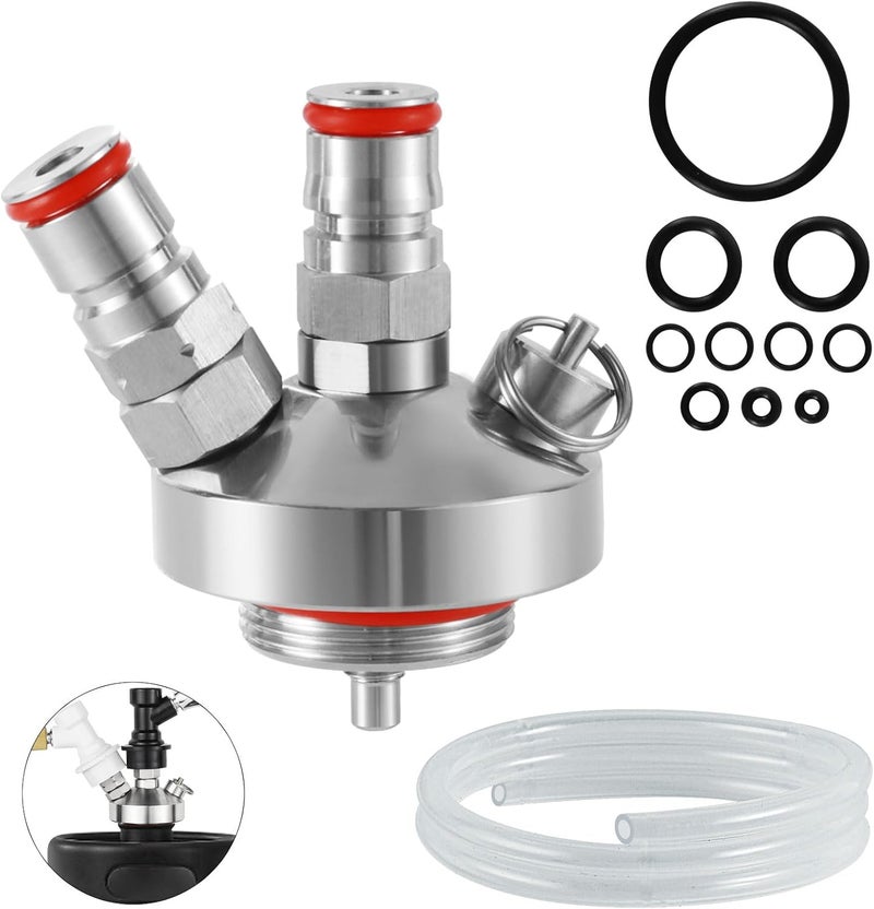WELLBOM Mini Keg Dispenser, Beer Keg Spear Stainless Steel Double Ball Lock Quick Fitting Mini Keg Spear for Growler with 50" Beer Hose for 2L/3.6L/4L/5L/10L Mini Keg Growler - Image 1