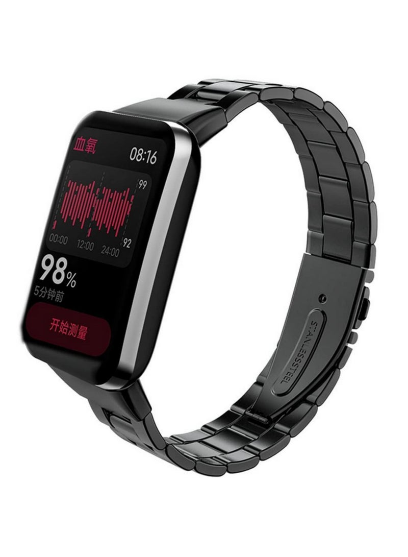 سوار معدني من الفولاذ المقاوم للصدأ لـ Xiaomi Mi Band 7 Pro، إكسسوارات سوار ذكي، سوار بديل، حزام أسود لـ Xiaomi Band 7 Pro - Image 1