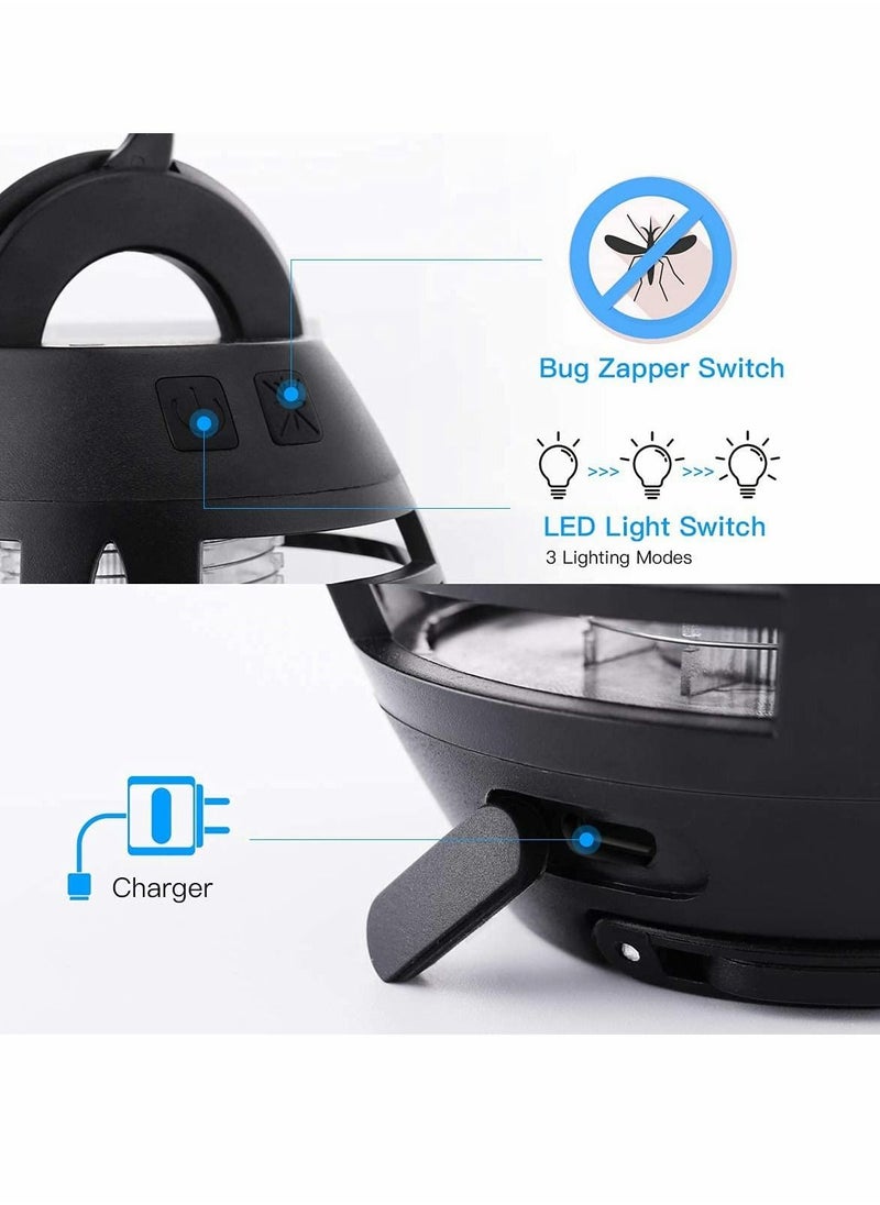 SYOSI - Bug Zapper Mosquito Killer, Fly Trap Mosquito Attractant Trap with Camping Lamp for Outdoor and Indoor, Cordless Zapper with Hook, Hangable, for Home, Camping, Gnats, Backyard, Patio - Image 1