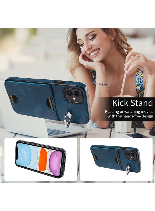 زبون جراب لهاتف iPhone 11 من جلد العجل مع حامل حلقي وفتحة للبطاقات - Image 4