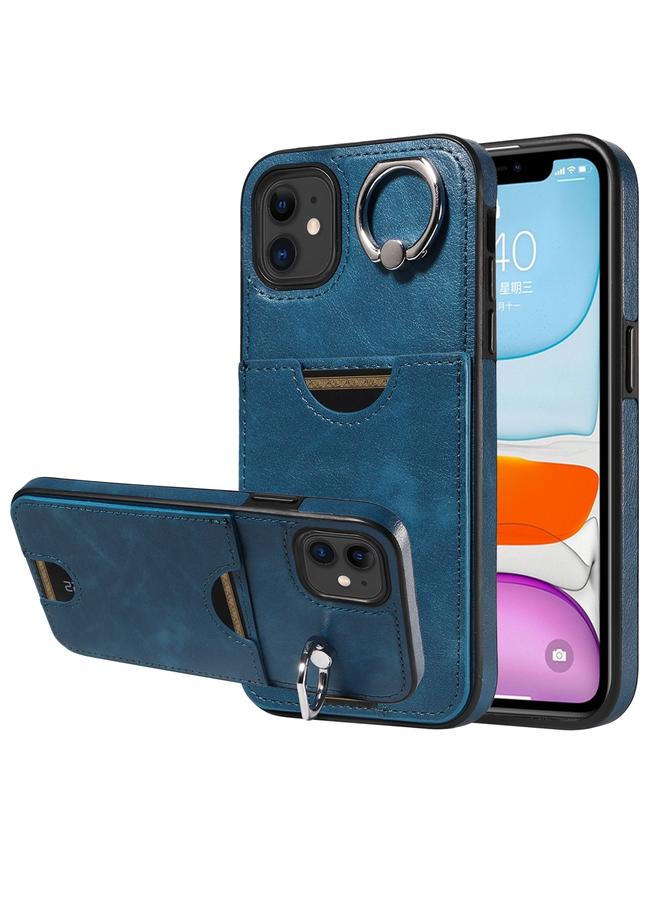 زبون جراب لهاتف iPhone 11 من جلد العجل مع حامل حلقي وفتحة للبطاقات - Image 1