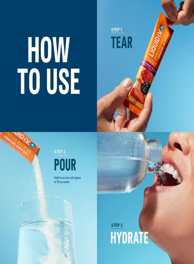 ليكويد آي.في. مشروب Liquid IV® المضاعف للترطيب + دعم المناعة - مزيج التوت البري | مسحوق مشروب الإلكتروليتات | عبوة واحدة (14 حصة) - Image 4