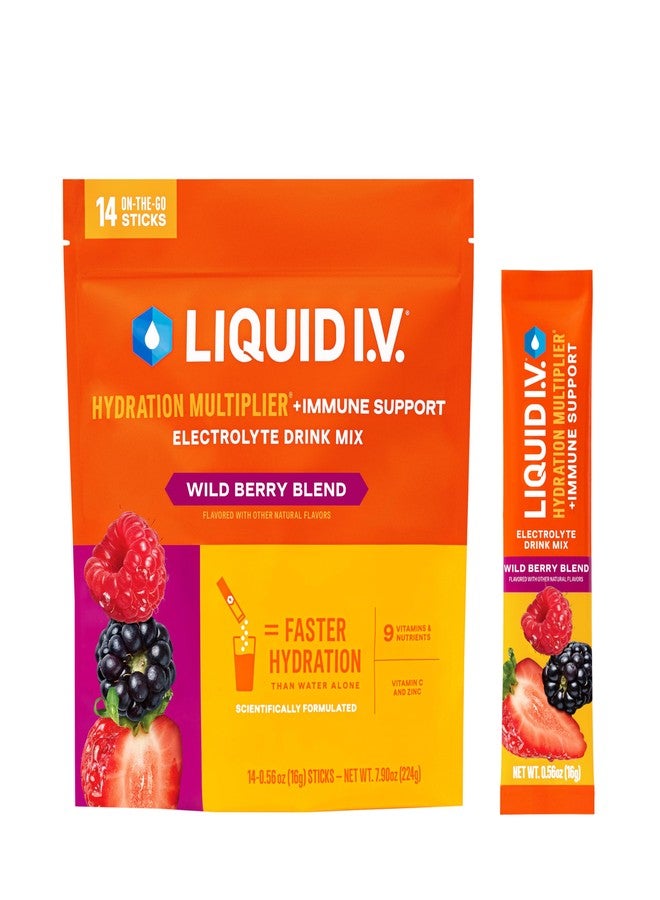 ليكويد آي.في. مشروب Liquid IV® المضاعف للترطيب + دعم المناعة - مزيج التوت البري | مسحوق مشروب الإلكتروليتات | عبوة واحدة (14 حصة) - Image 1
