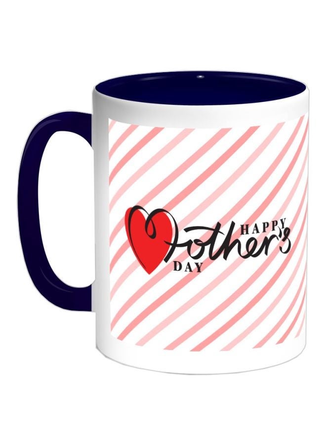 Happy Mother's Day Printed Coffee Mug Dark Blue/White/Pink 325ml