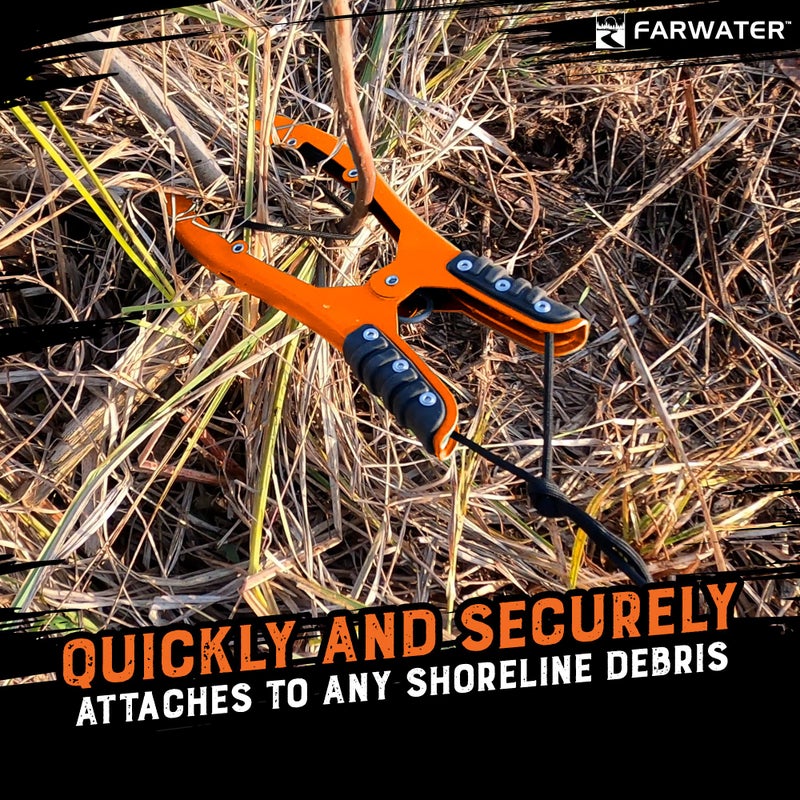 FARWATER Canoe Anchor Grip - Boat, Float Tube & Kayak Fishing Accessories, Kayaking Equipment - Brush Clamp Anchor with Teeth - Gripper with 15ft Paracord - Rubber Grips - Coated Steel - Matte Orange - Image 4