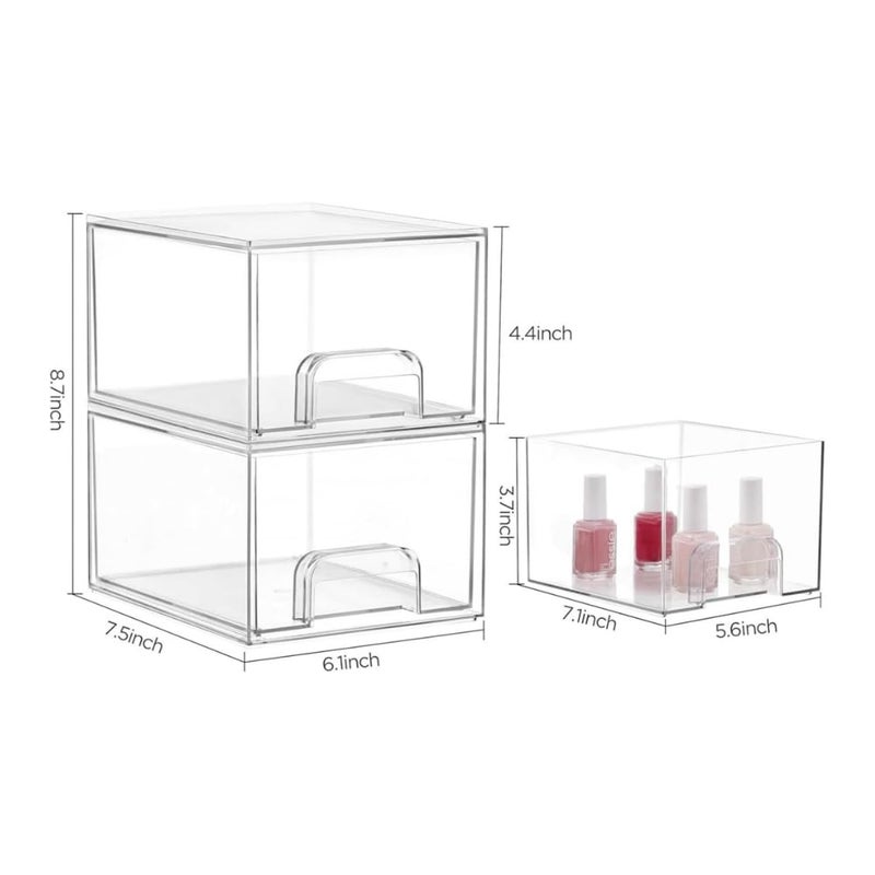 HouseWarming Korean Aesthetic Multipurpose Drawer Storage Containers for Kitchen 2 Stackable Small - Image 2
