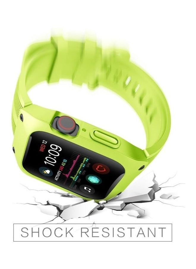 NIBEMINENT - Separable Armor Shockproof Silicone Case and Strap Band For Apple Watch 5/4 40mm Green - Image 1