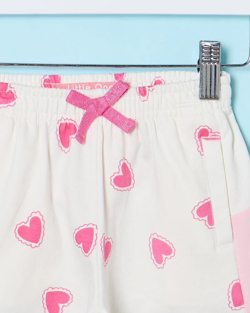 Redtag Infant Girls White Printed Shorts