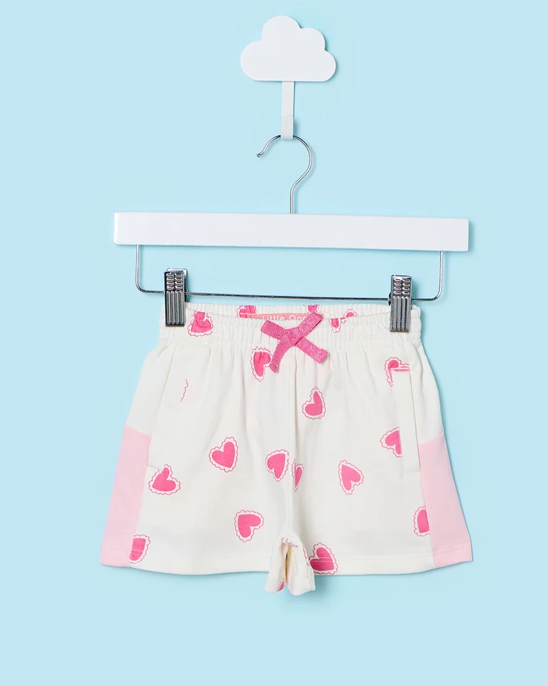 Redtag Infant Girls White Printed Shorts