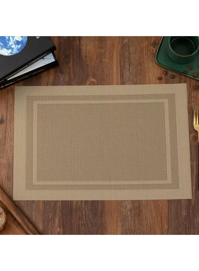 Teslin European-style Modern Simple Diagonal Western Dining Mat PVC Woven Single And Double Frame Table Towel Dining Mat Dining Mat-Color:Gold - Image 2
