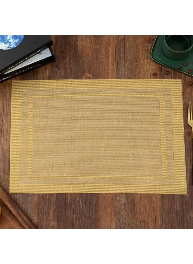 Teslin European-style Modern Simple Diagonal Western Dining Mat PVC Woven Single And Double Frame Table Towel Dining Mat Dining Mat-Color:Gold - Image 4