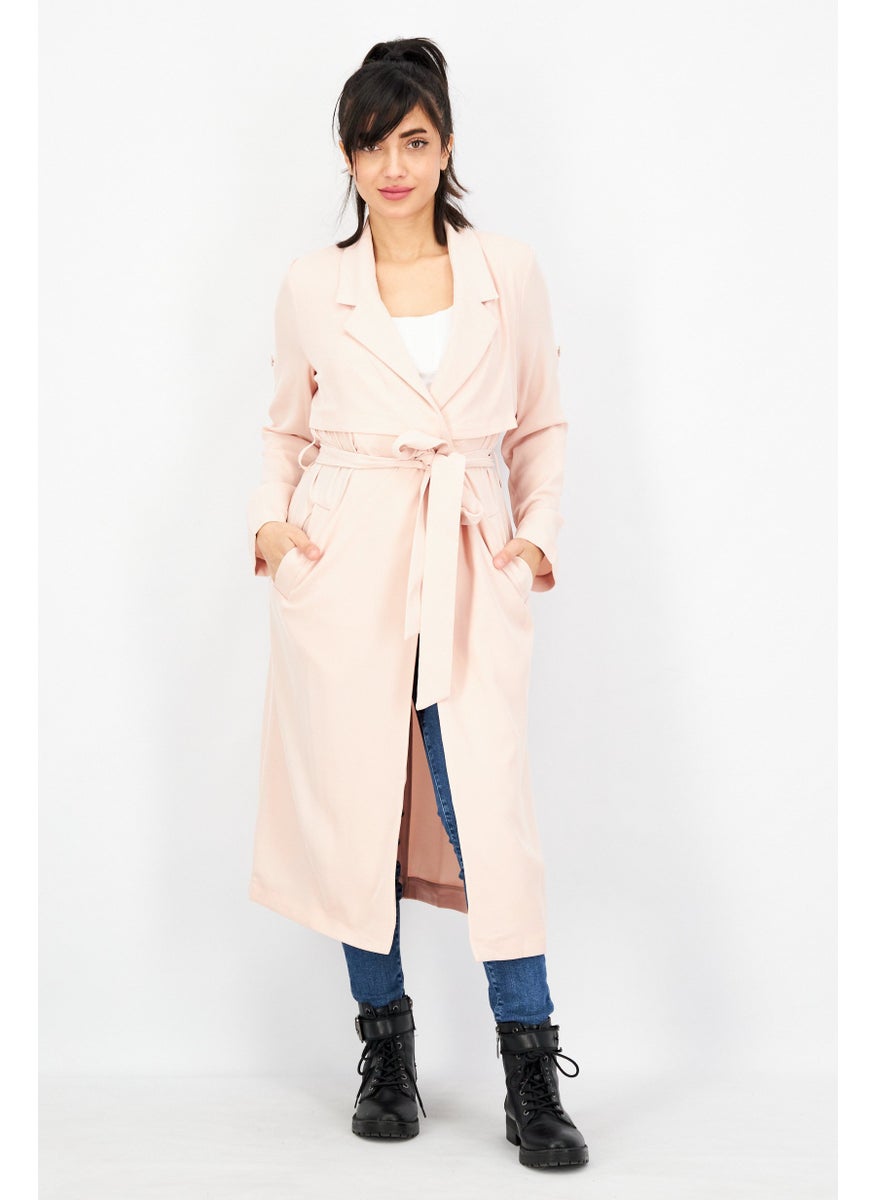 Women Plain Long Trench Coat, Pink - pzsku/Z9FAA7A6A82435530A7D7Z/45/_/1737641792/0ad6afe9-b97e-4c0a-b2c8-5c0ab1b0c152