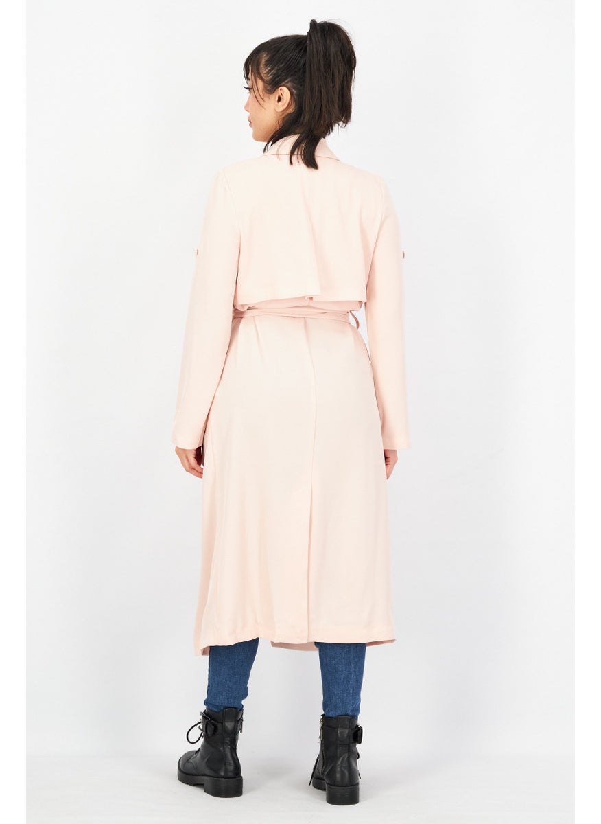 Women Plain Long Trench Coat, Pink - pzsku/Z9FAA7A6A82435530A7D7Z/45/_/1737641808/2990a7b6-cffe-4e1f-85e0-0fd8d4bda97c