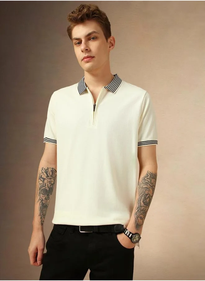 Dennis Lingo Regular Fit Striped Polo Collar T-Shirt