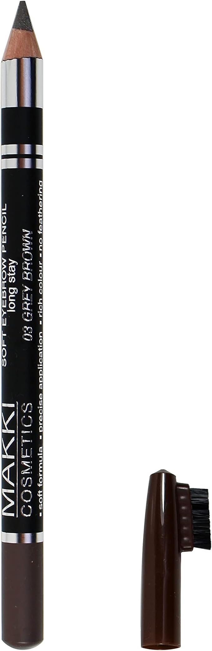 Makki Soft Eyebrow Pencil with brush 03 Grey Brown Matte Finish Natural Look Fine Strokes - Image 1