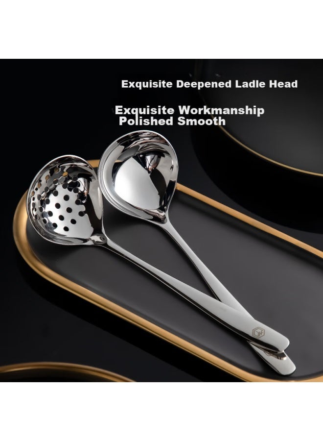 JD.com Jd Jingzao 304 Stainless Steel General-purpose Serving Ladle And Strainer, Household Soup Ladle And Strainer With Long Handle, Deep General-purpose Ladle And Strainer, 2-piece Set - Image 3