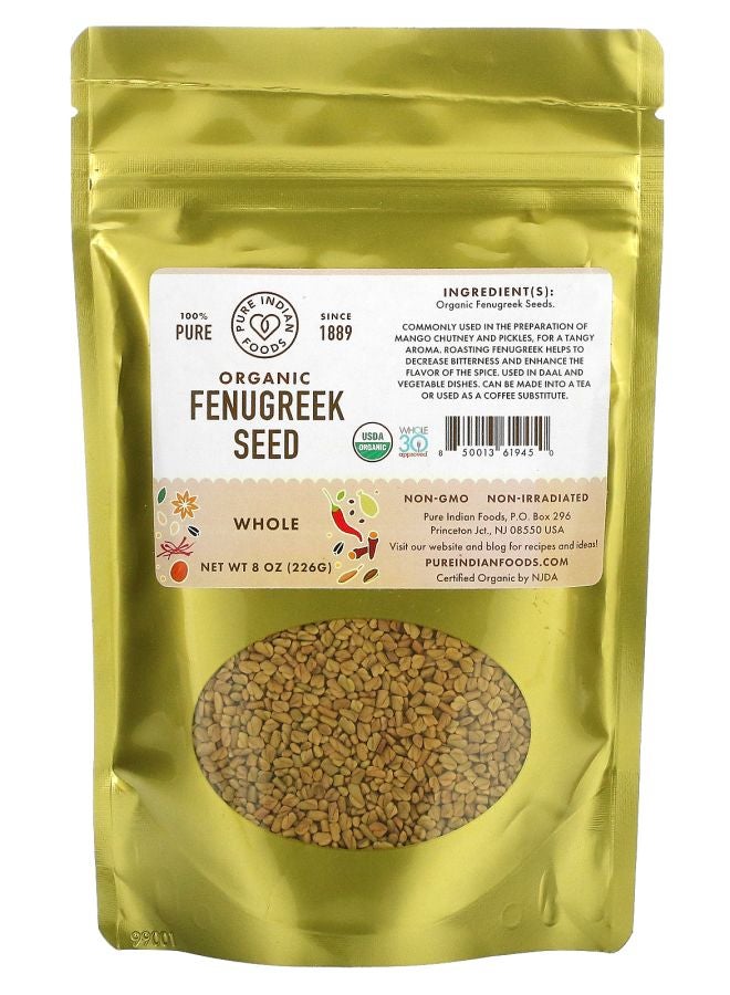 Pure Indian Foods Organic Fenugreek Seed Whole 8 oz (226 g)