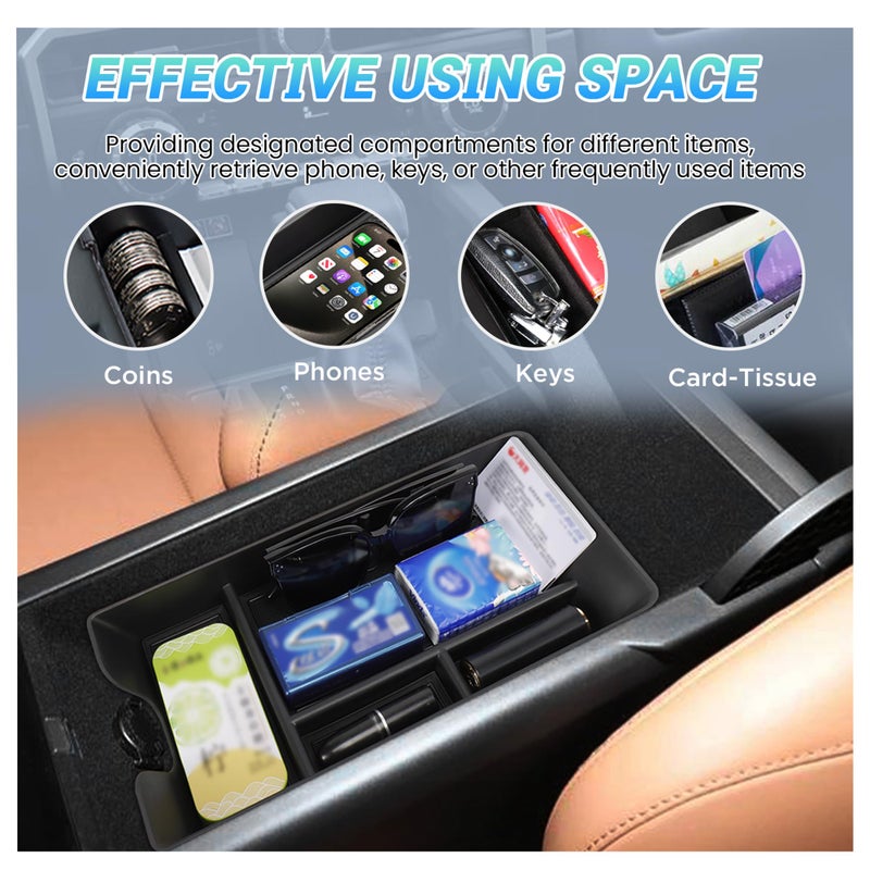 Sinminou Center Console Organizer 3PC Compatible with 2025-2026 Toyota Camry Accessories, Armrest Storage Box, Charging Zone Anti-Slip Mat and Gear Shifter Right Side Console Organizer Tray - Image 4