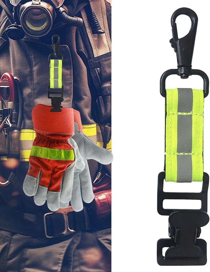Firefighter Glove Strap Holder Reflective Single Clip For Cold Weather Turnout Gear - Image 2